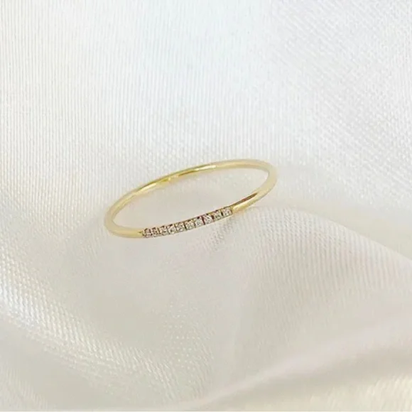 18K Gold AAA cubic zirconia thin finger rings wedding ( bundle 2 rings ) - Picture 5 of 7